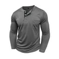 thumbnail image 1 of USNSM Mens Henley Shirts Long Sleeve with Pocket Fall Cotton Casual T-Shirts Plain Moisture Wicking Tee with 3 Button Gray XXL, 1 of 7
