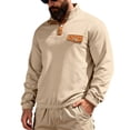 thumbnail image 1 of USNSM Mens Henley Shirts Vintage Casual Basic Long Sleeve Button T-Shirt Lightweight Pullover Tees Tops with Pocket Beige XXXL, 1 of 9