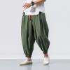 USNSM Mens Hip Hop Harem Pants Fashion Solid Color Oversized Tapered Pants Casual Comfy Elastic Drawstring Baggy Trouser Green# M