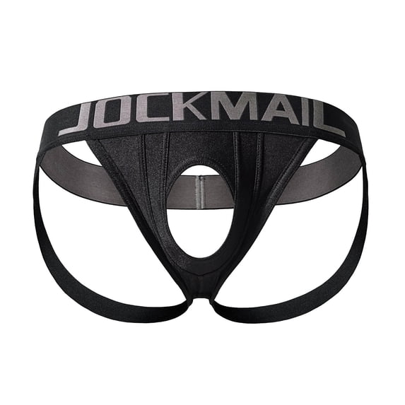 USNSM Mens Jockstrap Underwear Breathable Sport Thongs Athletic Supporters for Gym, Date and Everyday Wear Black M
