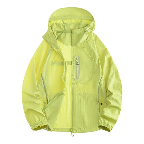 USNSM Mens Lightweight Jacket Casual Zip up Work Coat Loose Fit Full Zip Pockets Outdoor Hiking Cycling Sun Protection Top Green S