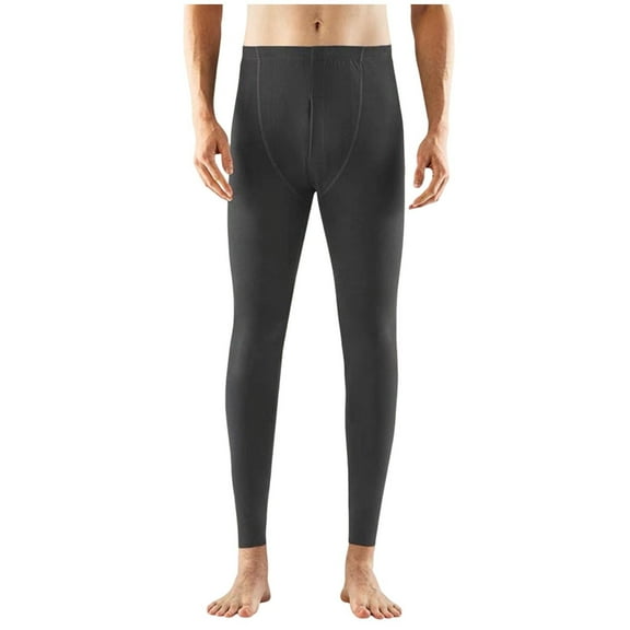 USNSM Mens Long Fleece Leggings, Thermal Underwear for Men Soft Base Layer Mens Thermal Pants for Cold Weather Gray XXL