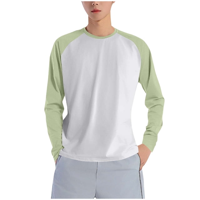 USNSM Mens Long Sleeve Rash Guard Shirt Running Swimwear UPF 50+ Sun Protection Colorblocking Outdoor Round Collar Top White L