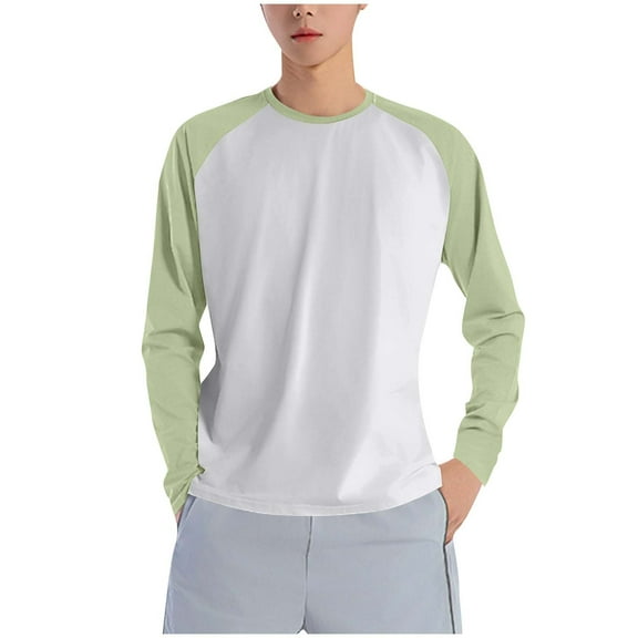 USNSM Mens Long Sleeve Rash Guard Shirt Running Swimwear UPF 50  Sun Protection Colorblocking Outdoor Round Collar Top White M