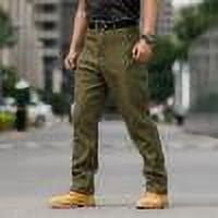 USNSM Mens Loose Casual Pants Lightweight Fleece Cargo Work Pants Outdoor Waterproof Ripstop Hiking Motorcycle Pants with Pockets Green# XL