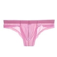 thumbnail image 1 of USNSM Mens Low Waist High Fork Ice Silk U Convex Thongs See-Through Briefs Pink XL, 1 of 8