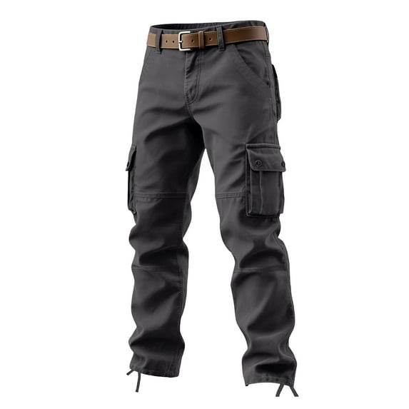 USNSM Mens Multi Pockets Cargo Pants Hiking Work Outdoor Trousers Casual Loose Straight Fit Sweatpants Men's Pants Gray 33