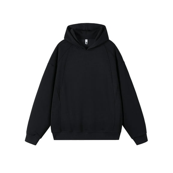 USNSM Mens Oversized Hoodies Fleece Sweatshirts Solid Color Long Sleeve Sweaters Pullover Fashion Fall Clothes Black XXL