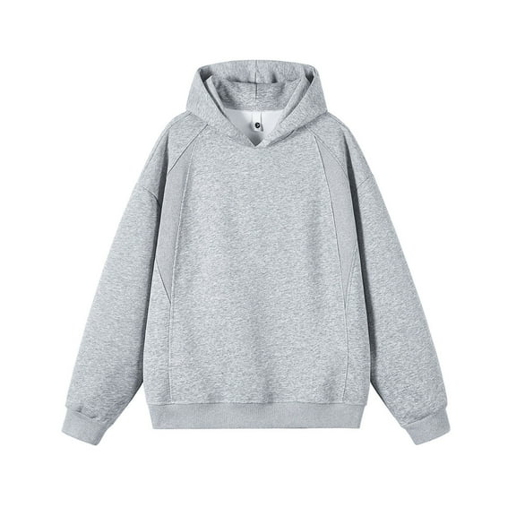 USNSM Mens Oversized Hoodies Fleece Sweatshirts Solid Color Long Sleeve Sweaters Pullover Fashion Fall Clothes Gray XL