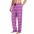 thumbnail image 1 of USNSM Mens Plaid Print Pajama Pants Sleepwear Soft Pjs Bottoms Sleep Lounge Long Pant with Drawstring Trousers with Pockets Purple L, 1 of 6