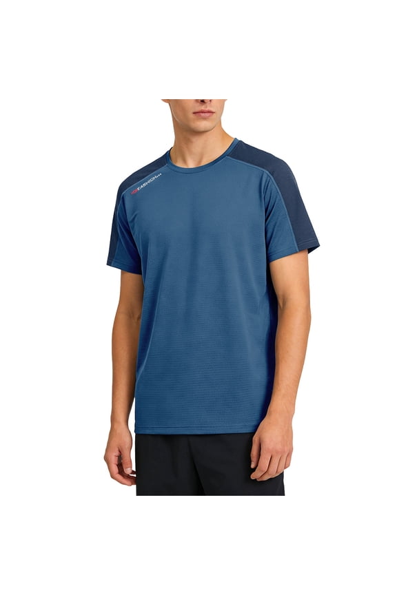 Mens Plus Size Athletic Shirt Crewneck Short Sleeve Gym Shirts Performance Moisture Wicking Workout Running Activewear Blue XXL