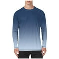 thumbnail image 1 of USNSM Mens Plus Size Gradient Printed Shirts UPF 50+ Rash Guard Long Sleeve Sun UV Protection Beach Shirts Pullover T-Shirt Blue XXXXXL, 1 of 5