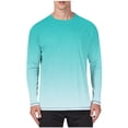 thumbnail image 1 of USNSM Mens Plus Size Gradient Printed Shirts UPF 50+ Rash Guard Long Sleeve Sun UV Protection Beach Shirts Pullover T-Shirt Green XXXXXL, 1 of 5