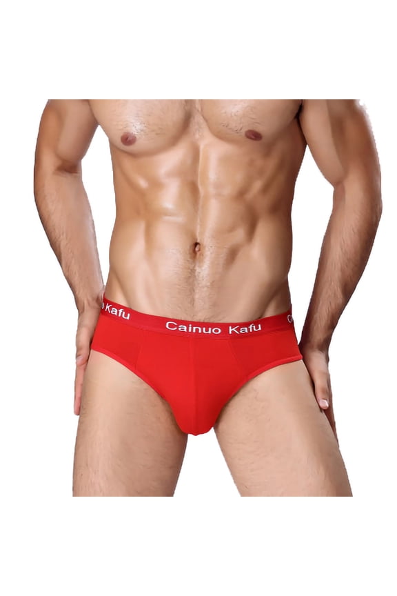 Mens Pouch Trunks Separate Big Enhance Underwear Briefs Comfy Mid-Rise Pouch Bikini Brief Boxer Briefs Red XXXXXL