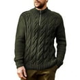 thumbnail image 1 of USNSM Mens Quarter Zip Sweater Cable Knitted Pullover Sweaters Textured Solid Color Fall and Winter Sweater Green XXXL, 1 of 3