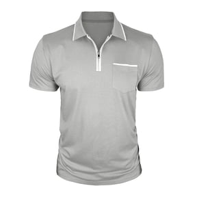 USNSM Mens Regular Fit Muscle Shirts Short Sleeve Sports Patchwork Golf T-Shirts Lightweight Fitness Casual Collared Tops Gray M