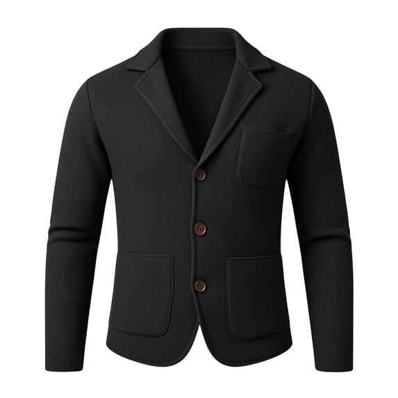 USNSM Mens Shawl Collar Blazer Knit Sweater Fashion Cardigan Button Down Jacket Slim Fit Open Front Long Sleeve Coats Black XXL