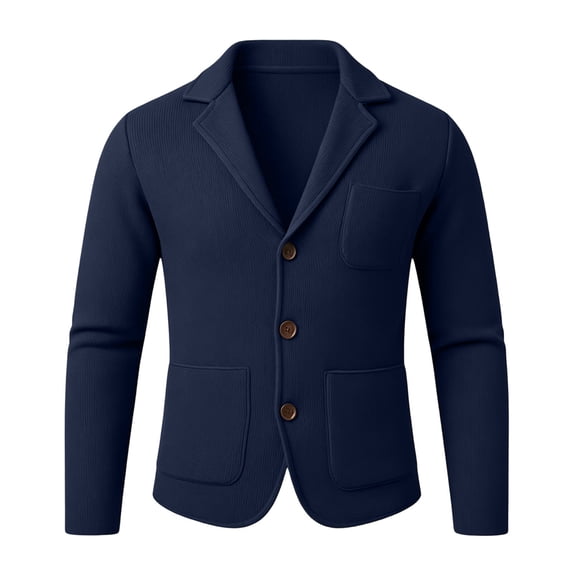 USNSM Mens Shawl Collar Blazer Knit Sweater Fashion Cardigan Button Down Jacket Slim Fit Open Front Long Sleeve Coats Blue M
