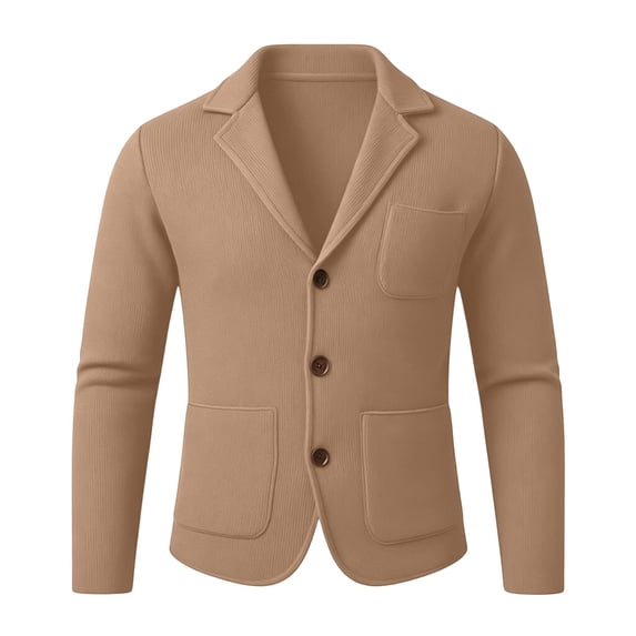 USNSM Mens Shawl Collar Blazer Knit Sweater Fashion Cardigan Button Down Jacket Slim Fit Open Front Long Sleeve Coats Yellow L