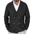 thumbnail image 1 of USNSM Mens Shawl Collar Cardigan Sweater Cable Knit Double Breasted Fall Winter Chunky Sweaters with Pockets Black S, 1 of 6