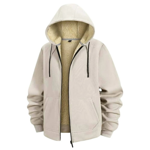 USNSM Mens Sherpa Hoodie Jacket Fleece Lined Full Zip Warm Hooded Sweatshirts Winter Zipper Sweater Thick Hoodie Coat Yellow XXXXL
