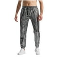 thumbnail image 1 of USNSM Mens Shiny Silver Metallic Jogger Sweatpants Hip Hop Trousers Night Club Party Prom Streetwear Trendy Fashion Silver XXL, 1 of 5
