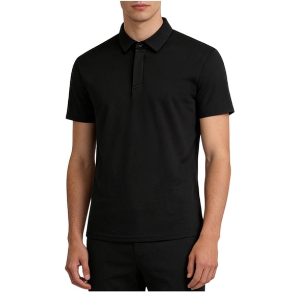USNSM Mens Shirts Quick Dry Moisture Wicking T-Shirt Lightweight Cooling Short Sleeve Solid Color Casual Collared Golf Shirt Black L