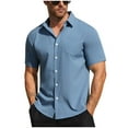 thumbnail image 1 of USNSM Mens Short Sleeve Button Down Shirts Casual Linen Shirts Button Up Pocket Wrinkle Free Beach Summer Vacation Wedding Tops Blue M, 1 of 7