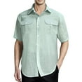 thumbnail image 1 of USNSM Mens Short Sleeve Button Down Shirts Casual Linen Shirts Button Up Pocket Wrinkle Free Beach Summer Vacation Wedding Tops Green XXL, 1 of 8