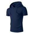 thumbnail image 1 of USNSM Mens Short Sleeve Hoodie Pullover Slim Fit Lightweight Solid Summer Hooded Sweatshirt Drawstring Muscle Shirts with Pocket Blue XXL, 1 of 6