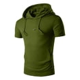 thumbnail image 1 of USNSM Mens Short Sleeve Hoodie Pullover Slim Fit Lightweight Solid Summer Hooded Sweatshirt Drawstring Muscle Shirts with Pocket Green L, 1 of 6