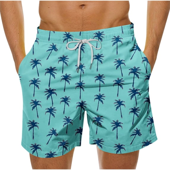 USNSM Mens Short Swim Trunks 5 Inch Inseam Beach Shorts with Pockets Quick Dry Bathing Suits Fashion Print Hawaiian Swimsuits Multicolor M