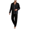 thumbnail image 1 of USNSM Mens Silk Pajamas Set Long Sleeve Satin Pajamas for Men Button Down Sleepwear Nightwear Lounge Pjs Sets Two piece Black M, 1 of 5