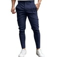 thumbnail image 1 of USNSM Mens Slim Fit Pocket Zipper Pants Chino Casual Elastic Waist Slacks Trousers Skinny Stretch Suit Pants Blue M, 1 of 6