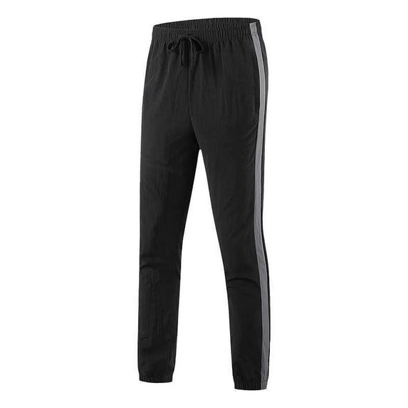 USNSM Mens Solid Color Casual Sports Pants Drawstring Lightweight Athletic Joggers Small Leg Pants Workout Sweatpants with Pockets Black L