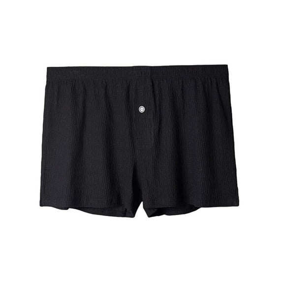 USNSM Mens Solid Color Linen Soft Stretch Elastic Waistband Underwear Boxer Shorts Underpants Black M