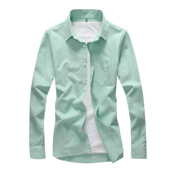 USNSM Mens Solid Color Shirt Long Sleeve Dress Shirt Business Work Casual Button Down Shirts with Pocket Green XXL