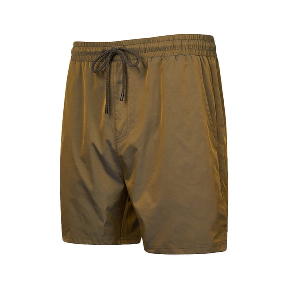USNSM Mens Solid Color Swim Trunks with Compression Liner 2 in 1 Beach Swimming Trunks Quick Drying Swim Shorts with Zipper Pockets Brown M