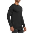 thumbnail image 1 of USNSM Mens Solid Fitness Training Sunscreen Stretch Quick-Drying Long Sleeve T-Shirt Cotton Performance Athletic Round-Neck Top Shirts Black M, 1 of 6