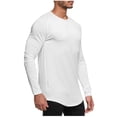 thumbnail image 1 of USNSM Mens Solid Fitness Training Sunscreen Stretch Quick-Drying Long Sleeve T-Shirt Cotton Performance Athletic Round-Neck Top Shirts White XXL, 1 of 6
