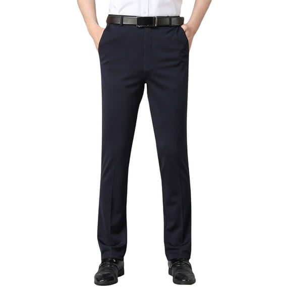 USNSM Mens Stretch Dress Pants Classic Fit Solid Color Casual Pants Lightweight Flat Front Business Work Suit Pants Blue 31