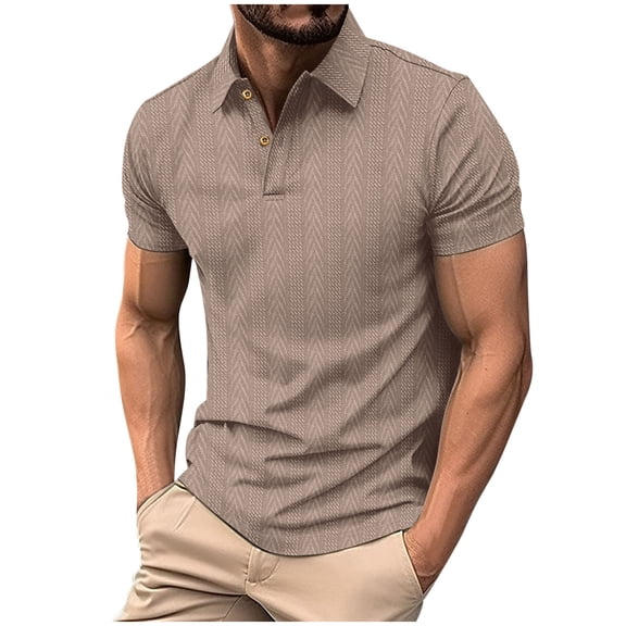 USNSM Mens Summer Casual Shirt Short Sleeve Solid Color Knit Shirt Texture Knitted Short Sleeve Turndown Collar Blouse Shirt Yellow M