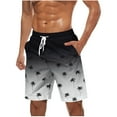 thumbnail image 1 of USNSM Mens Summer Elastic Waist Drawstring Stretch Swim Shorts Quick Drying Pant Plus Size Holiday Shorts Fashion Print Beach Shorts with Pocket Black XXL, 1 of 5