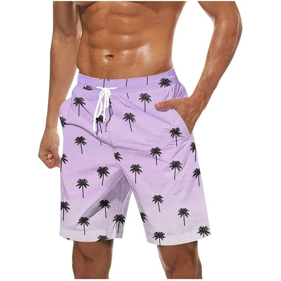 USNSM Mens Summer Elastic Waist Drawstring Stretch Swim Shorts Quick Drying Pant Plus Size Holiday Shorts Fashion Print Beach Shorts with Pocket Purple XXXXXL