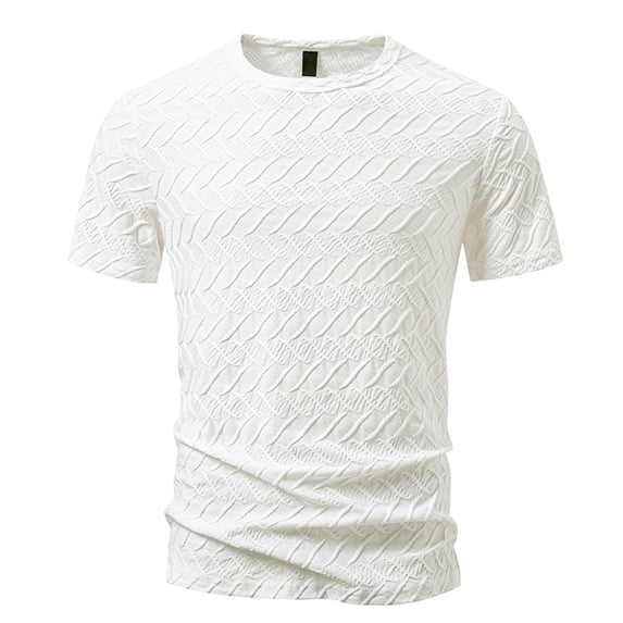 USNSM Mens T-Shirt Casual Stretch Solid Color Soft Breathable Comfortable Crewneck Short Sleeve Tees Textured Shirts White XXL