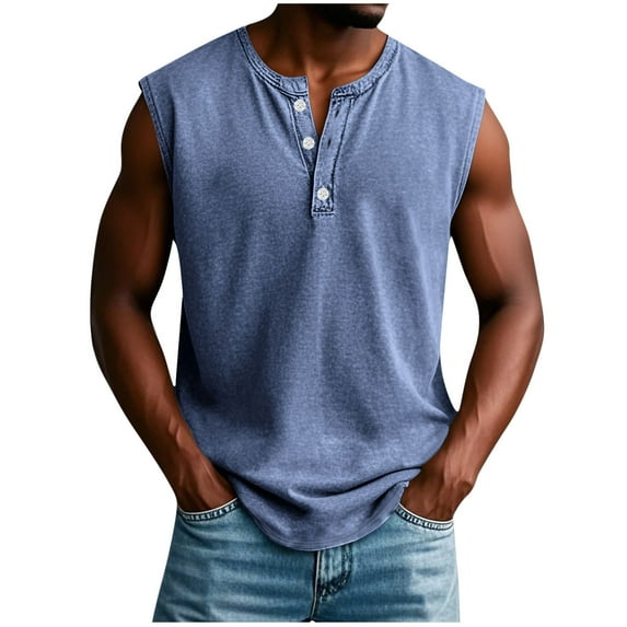 USNSM Mens Tank Tops Summer Solid Color V Neck Sleeveless Muscle Summer Athletic Shirts for Men Running Undershirts Tank Blue XXXL