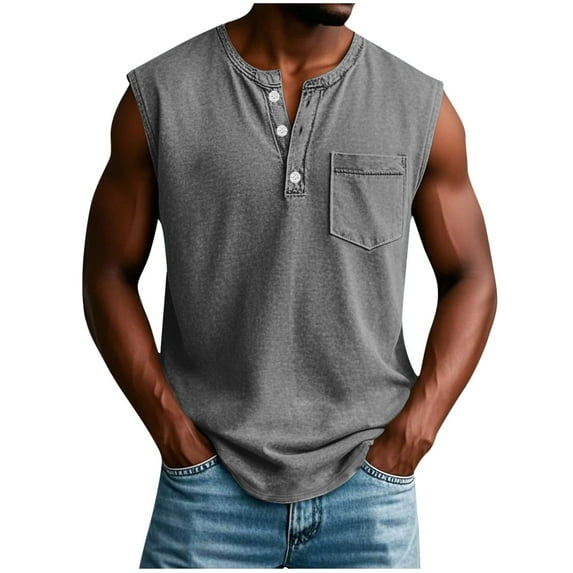 USNSM Mens Tank Tops Summer Solid Color V Neck Sleeveless Muscle Summer Athletic Shirts for Men Running Undershirts Tank Gray XXXL