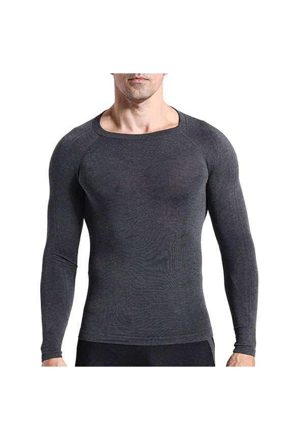 Mens Thermal Base Layer Tops Lightweight Raglan Long Sleeves Round Neck Active Gym Shirt Winter Fall Hiking Underwear Black XXL