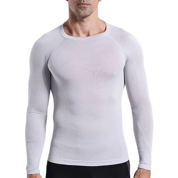 USNSM Mens Thermal Base Layer Tops Lightweight Raglan Long Sleeves Round Neck Active Gym Shirt Winter Fall Hiking Underwear Gray M