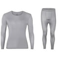 thumbnail image 1 of USNSM Mens Thermal Underwear 2 PCS Set Crew Neck Shirt Hight Waist Long Pants Stretchy Warm Slim Comfy Winter Outfits Gray L, 1 of 6